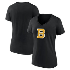 Boston Bruins Women's Alternate Logo V-Neck T-Shirt Black