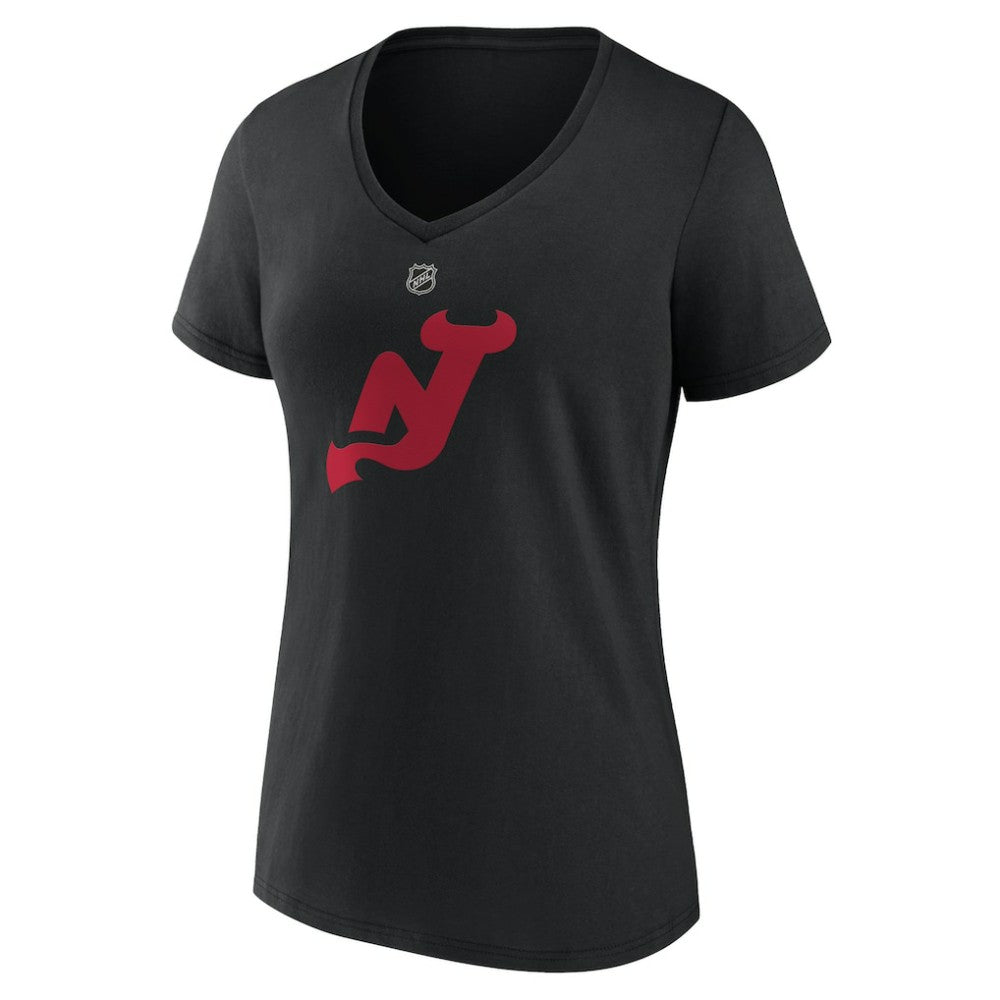 New Jersey Devils Women's Alternate Logo V-Neck T-Shirt Black