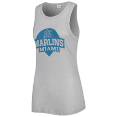 Miami Marlins Soft as a Grape Women's Tri-Blend Tank Top - Gray