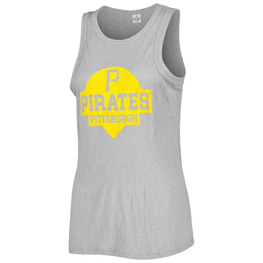 Pittsburgh Pirates Soft as a Grape Women's Tri-Blend Tank Top - Gray