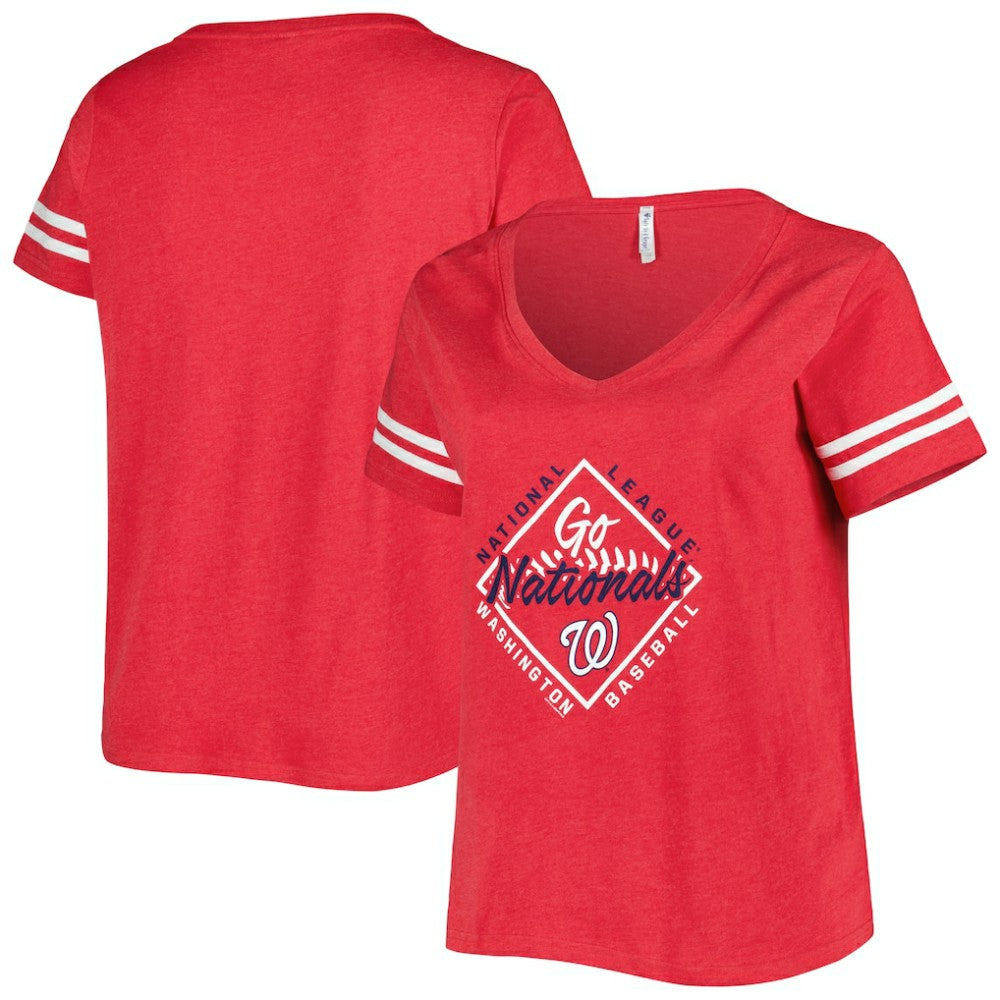 Washington Nationals Soft as a Grape Women's Plus Size V-Neck Jersey T-Shirt - Red