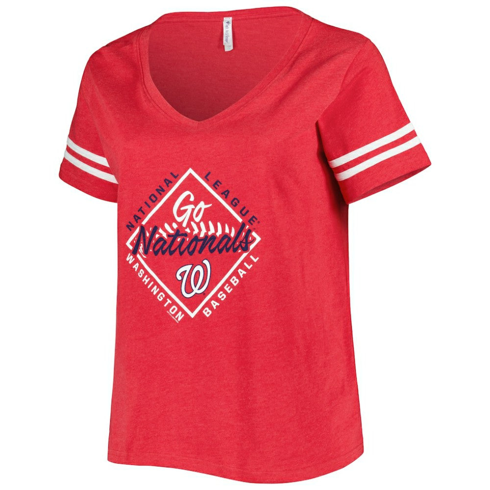 Washington Nationals Soft as a Grape Women's Plus Size V-Neck Jersey T-Shirt - Red