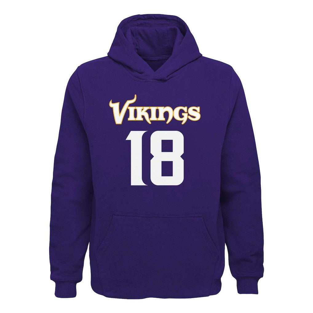 Justin Jefferson Minnesota Vikings Youth Mainliner Player Name & Number Pullover Hoodie - Purple cheap