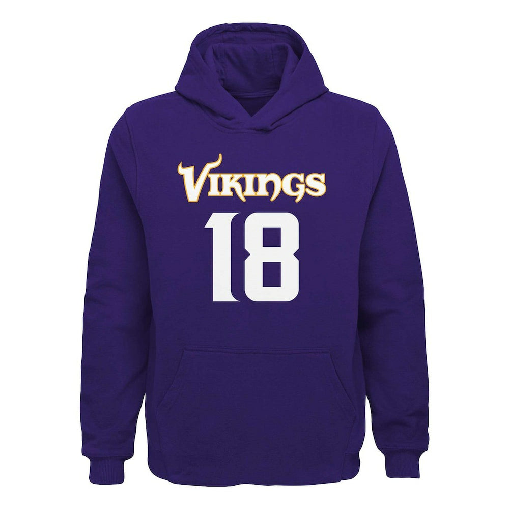 Justin Jefferson Minnesota Vikings Youth Mainliner Player Name & Number Pullover Hoodie - Purple cheap
