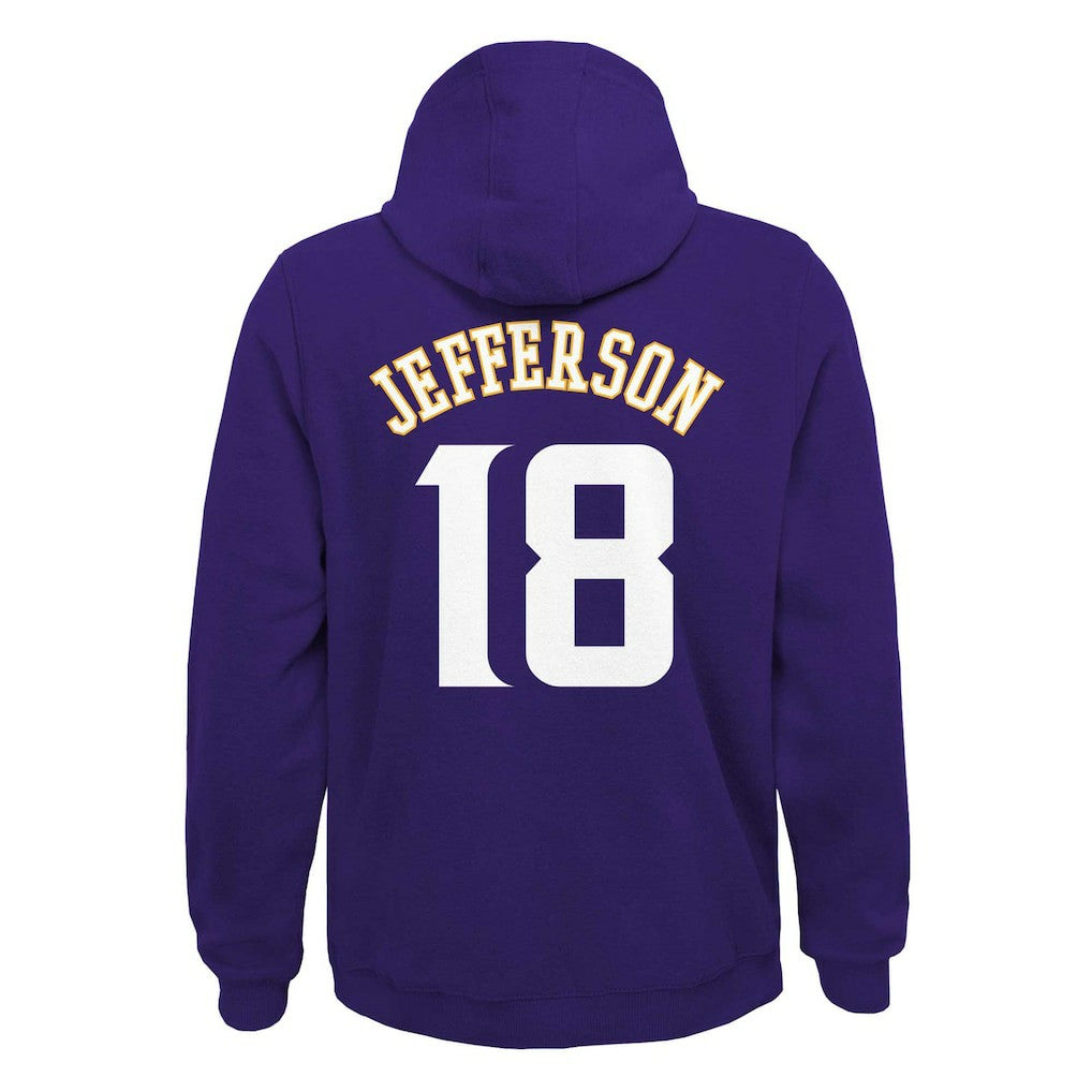 Justin Jefferson Minnesota Vikings Youth Mainliner Player Name & Number Pullover Hoodie - Purple cheap