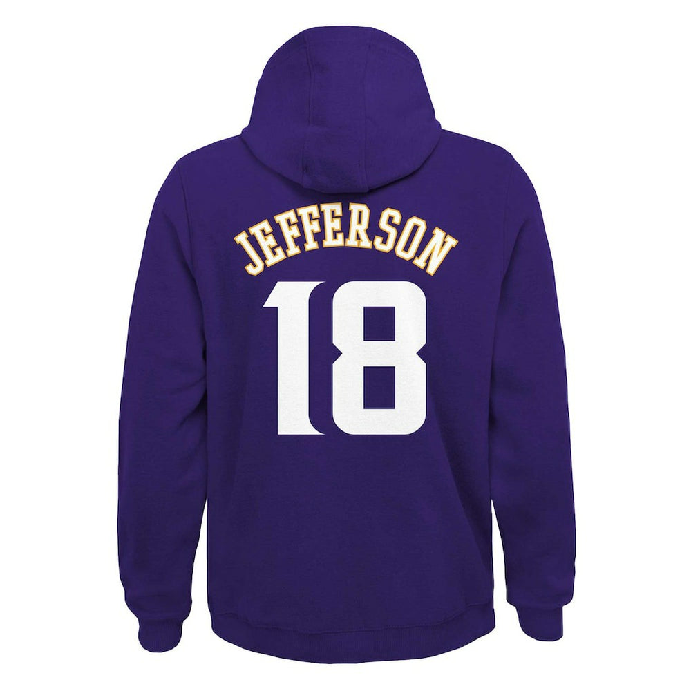 Justin Jefferson Minnesota Vikings Youth Mainliner Player Name & Number Pullover Hoodie - Purple cheap