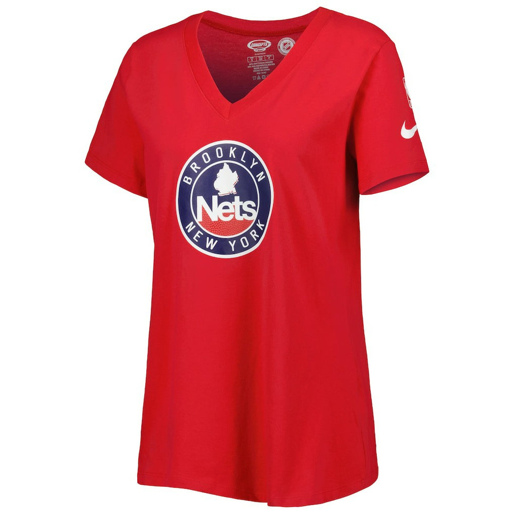 Brooklyn Nets Women's Local Performance V-Neck T-Shirt - Red | Nike shop