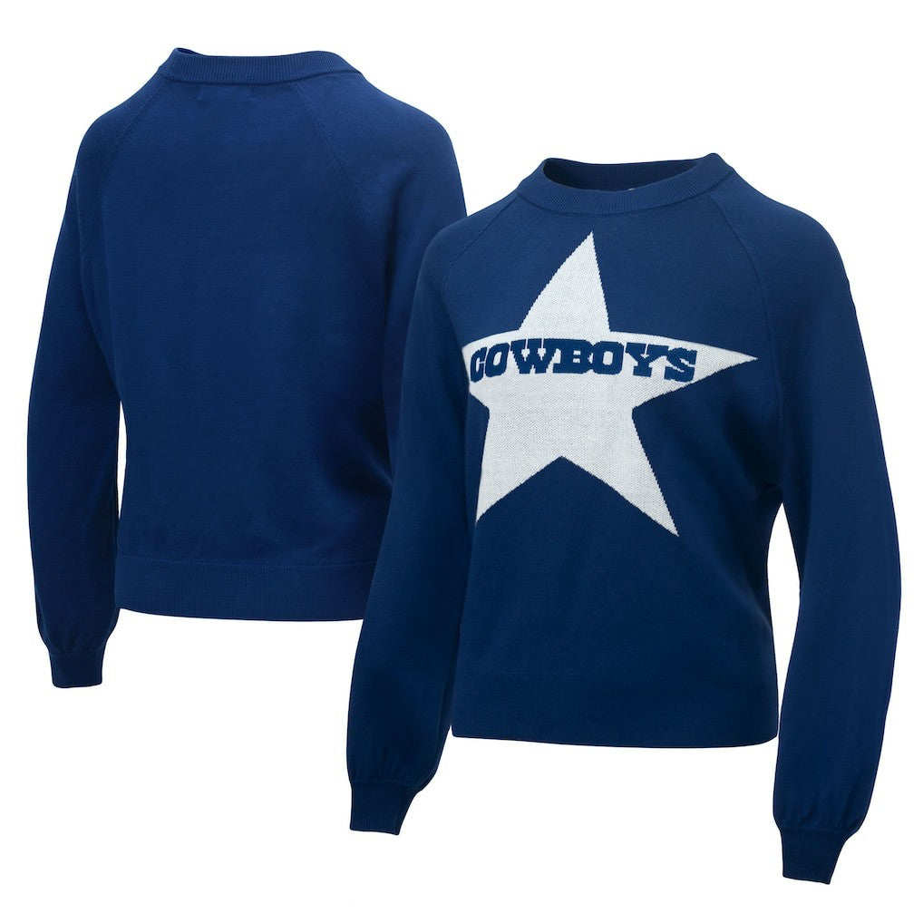 Dallas Cowboys Lauren James Women's Wordmark Star Raglan Pullover Sweater - Navy on sale