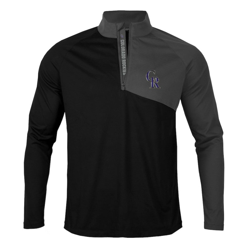 Colorado Rockies Levelwear Pinnacle Quarter-Zip Pullover Top - Black/Charcoal