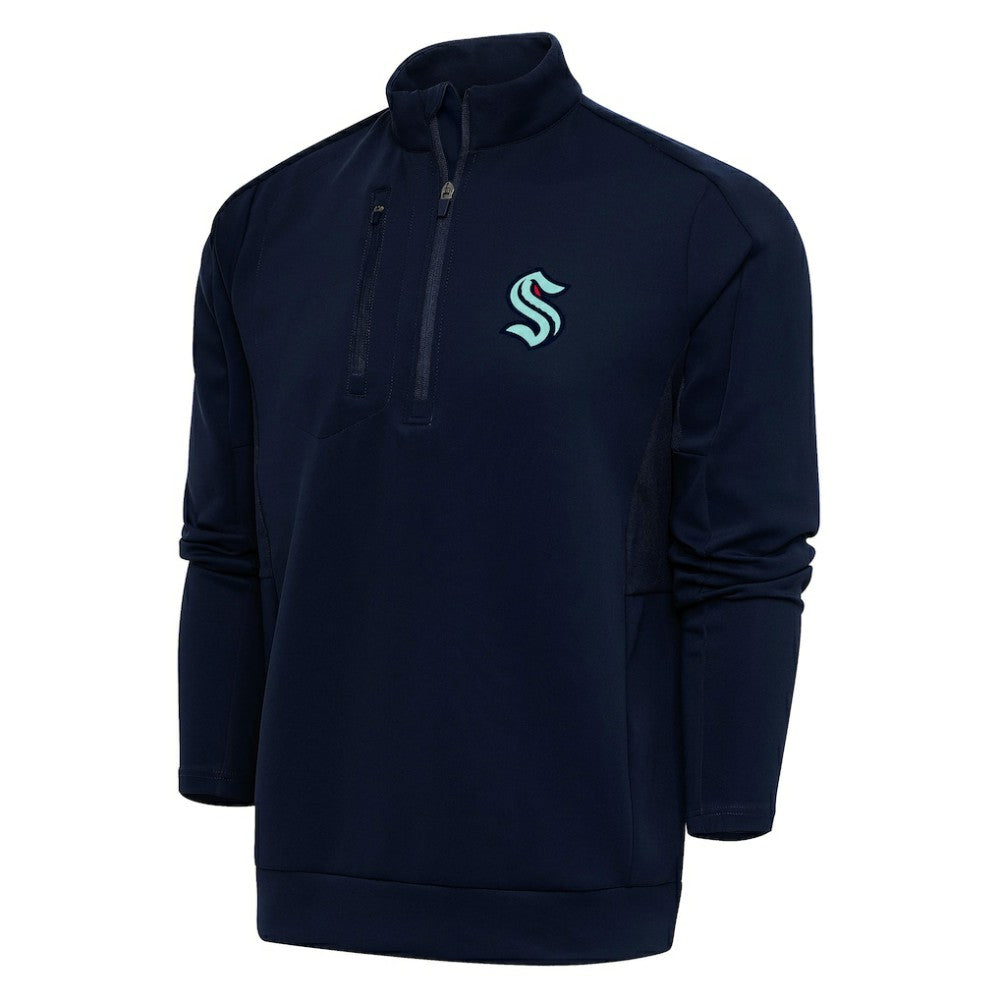 Seattle Kraken Antigua Special Edition 2.0 Generation Quarter-Zip Pullover Top Navy