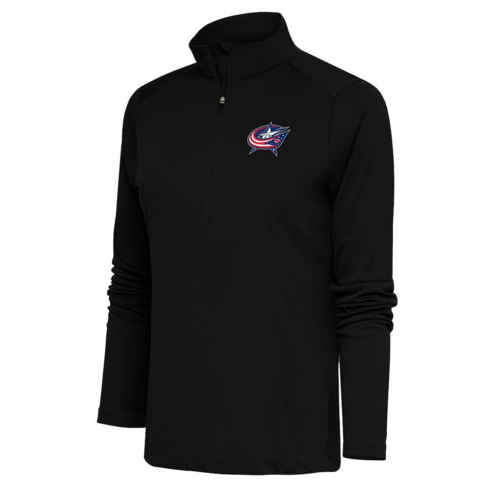 Columbus Blue Jackets Antigua Women's Special Edition 2.0 Tribute Quarter-Zip Pullover Top Black