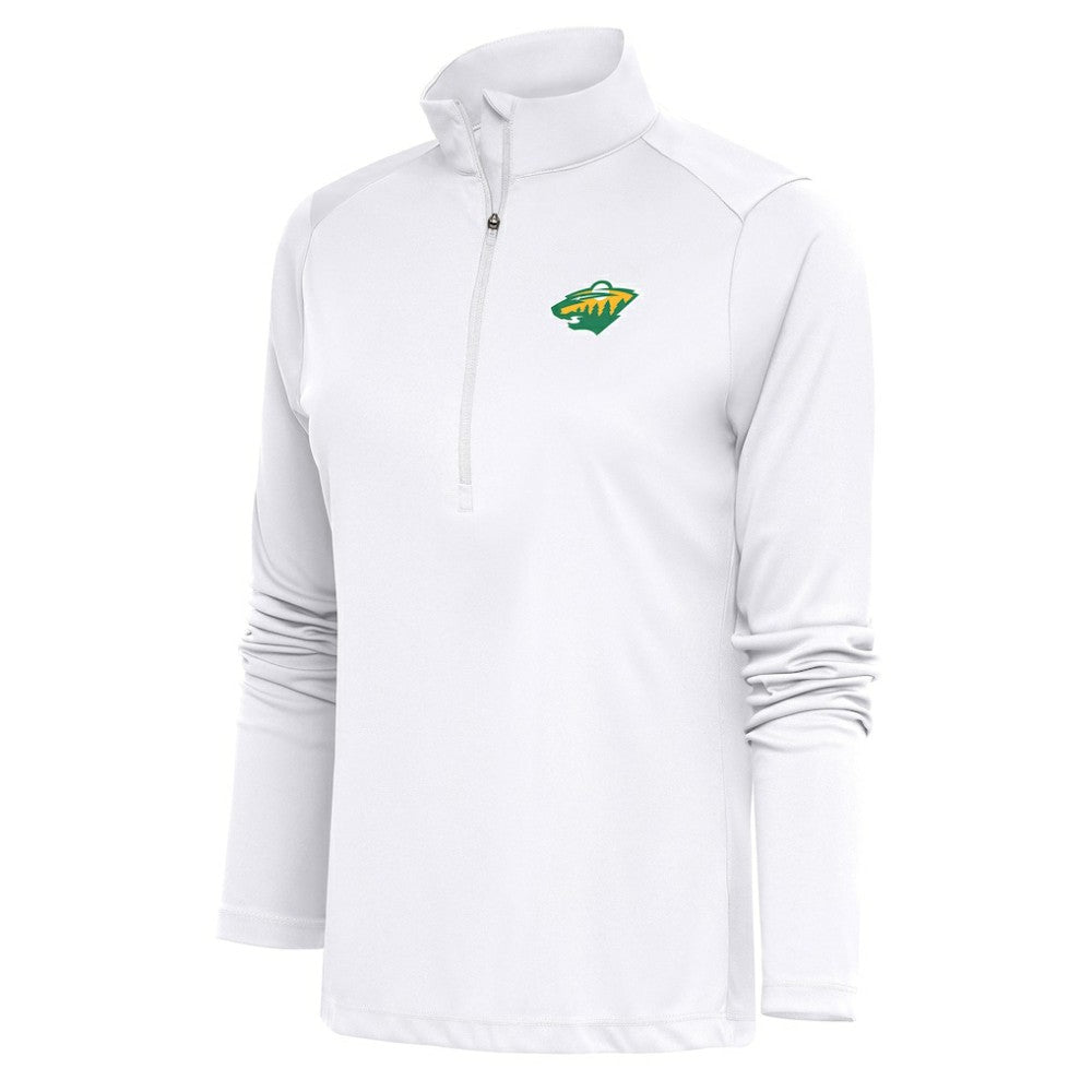 Minnesota Wild Antigua Women's Special Edition 2.0 Tribute Quarter-Zip Pullover Top White