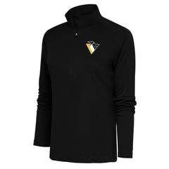 Pittsburgh Penguins Antigua Women's Special Edition 2.0 Tribute Quarter-Zip Pullover Top Black