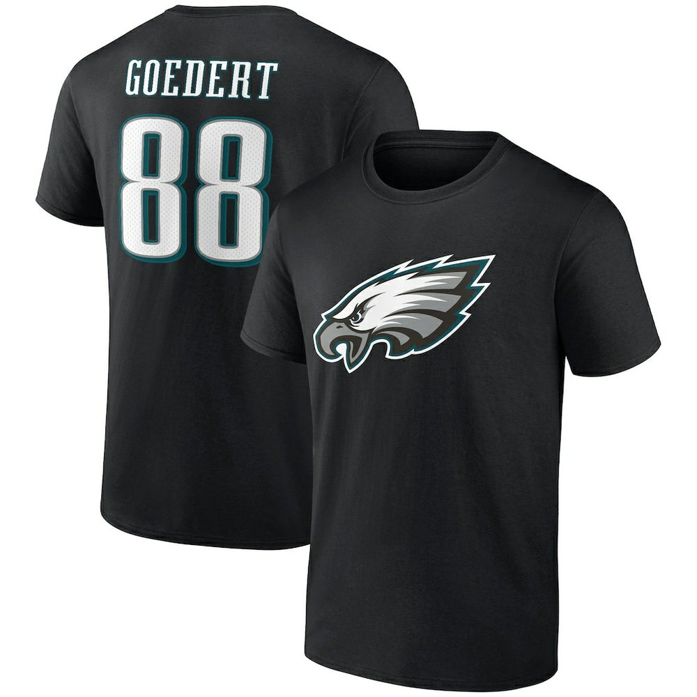 Dallas Goedert Philadelphia Eagles Icon Player Name & Number T-Shirt - Black discount