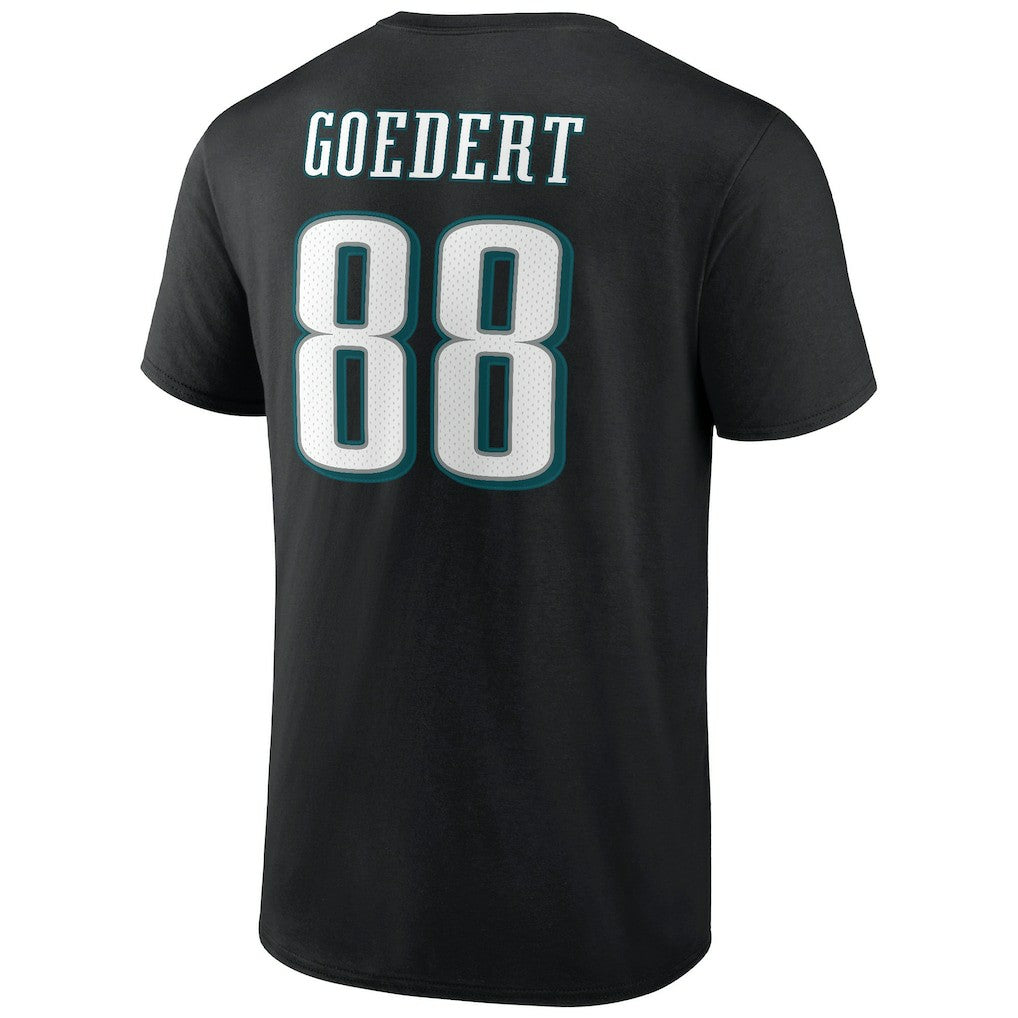 Dallas Goedert Philadelphia Eagles Icon Player Name & Number T-Shirt - Black discount