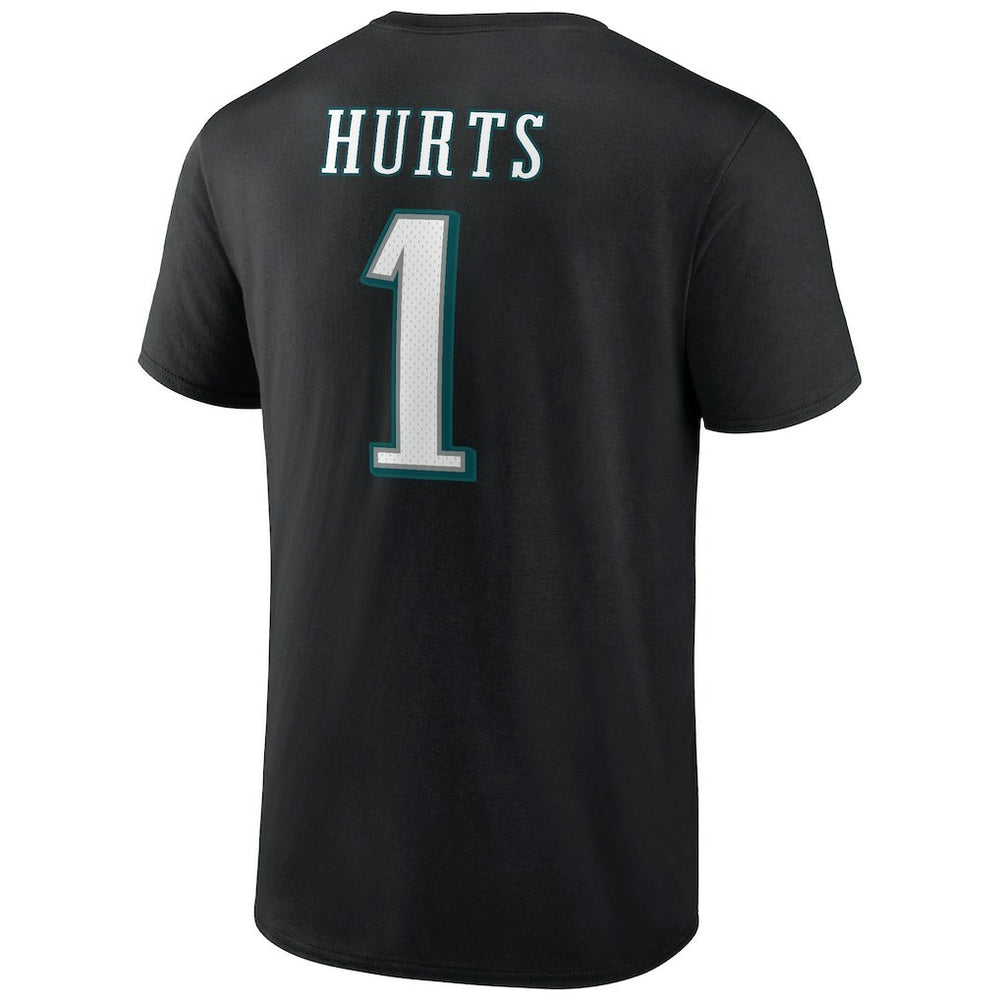 Jalen Hurts Philadelphia Eagles Icon Player Name & Number T-Shirt - Black on sale