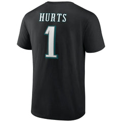 Jalen Hurts Philadelphia Eagles Icon Player Name & Number T-Shirt - Black on sale