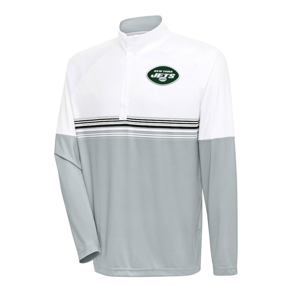 New York Jets Antigua Bender Quarter-Zip Pullover Top - White/Black outlet