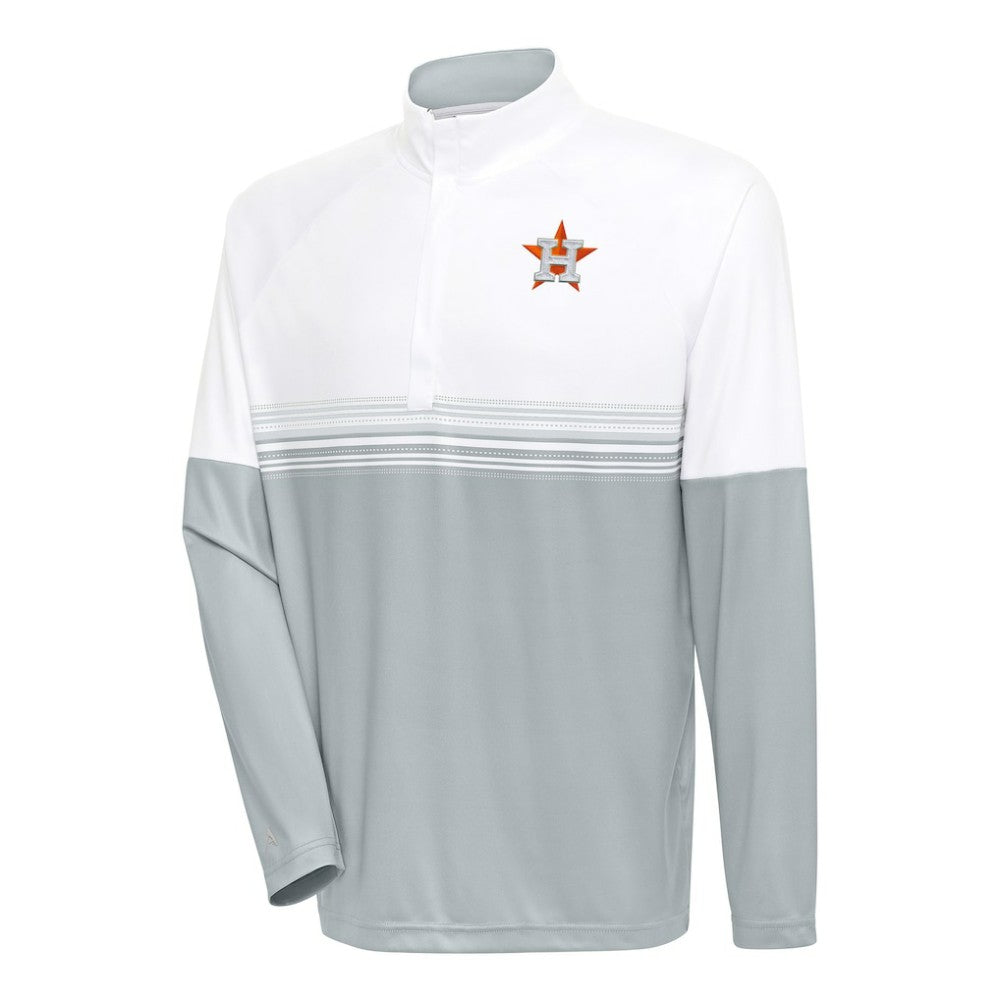 Houston Astros Antigua Bender Quarter-Zip Pullover Top - White/Gray