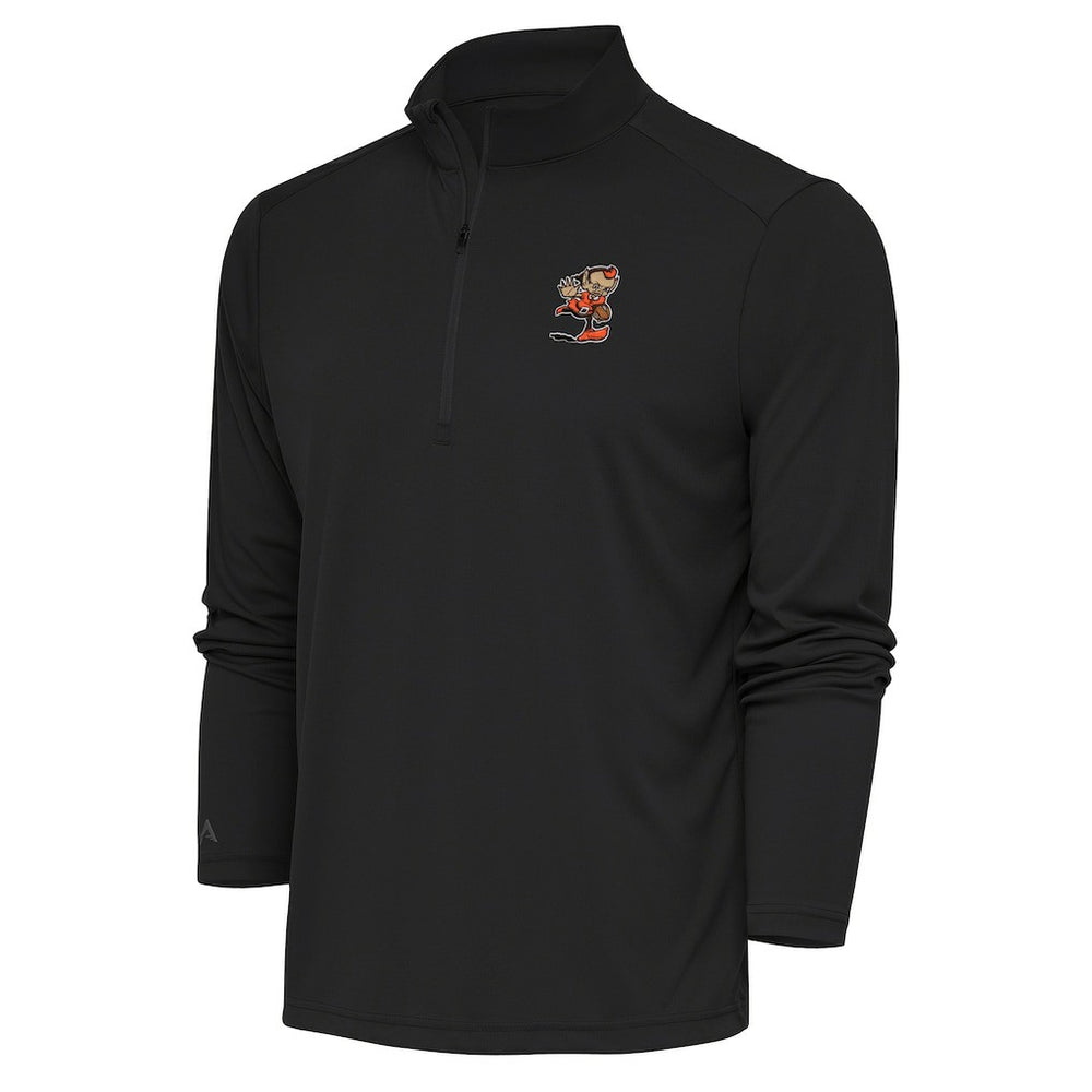 Cleveland Browns Antigua Team Logo Tribute Quarter-Zip Pullover Top - Charcoal for sale