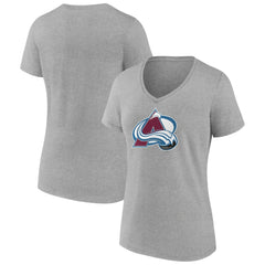 Colorado Avalanche Women's Primary Logo Team V-Neck T-Shirt Heather Gray