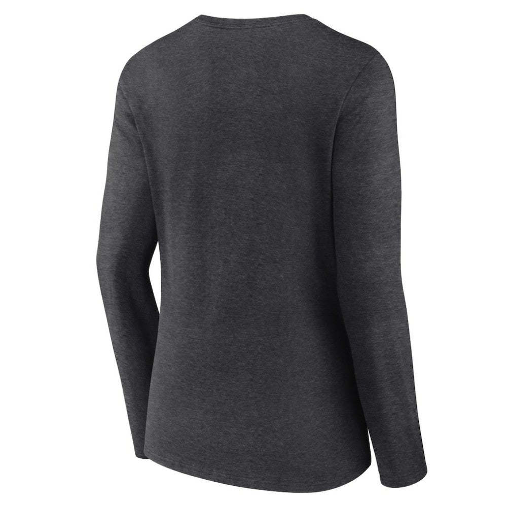 Dallas Stars Women's Primary Team Logo Long Sleeve V-Neck T-Shirt Heather Charcoal