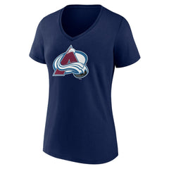 Colorado Avalanche Women's Team Primary Logo V-Neck T-Shirt Navy