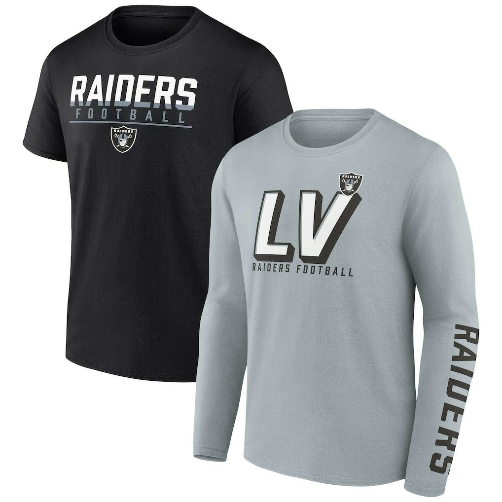 Las Vegas Raiders Two-Pack T-Shirt Combo Set - Silver/Black cheap