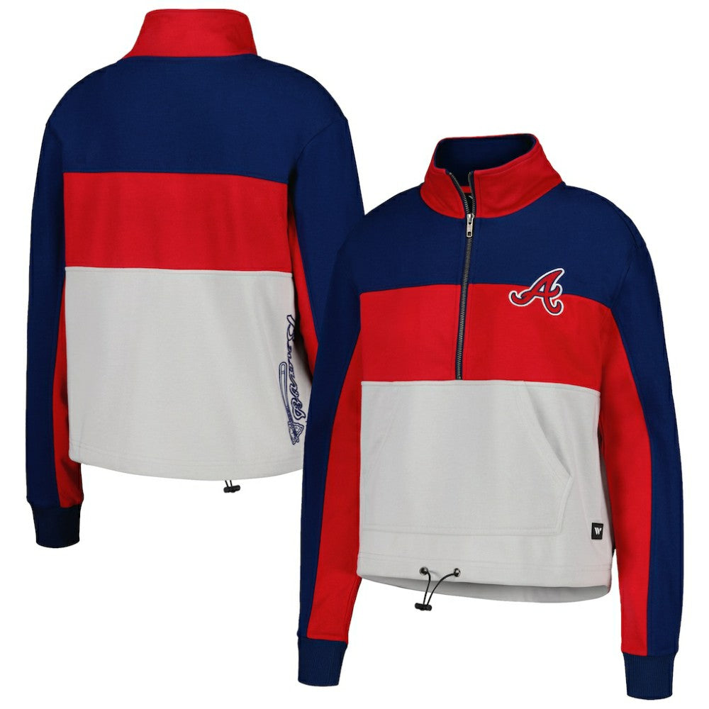Atlanta Braves The Wild Collective Women's Color Block Half-Zip Jacket - Red/Navy