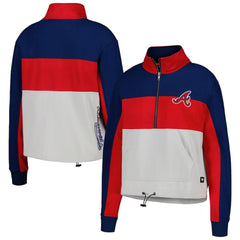 Atlanta Braves The Wild Collective Women's Color Block Half-Zip Jacket - Red/Navy
