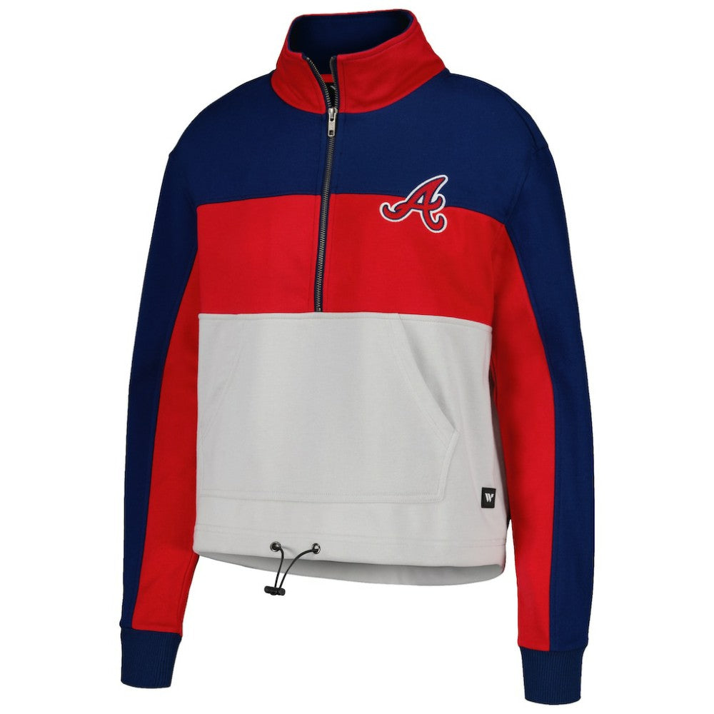 Atlanta Braves The Wild Collective Women's Color Block Half-Zip Jacket - Red/Navy