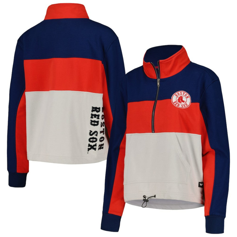 Boston Red Sox The Wild Collective Women's Color Block Half-Zip Jacket - Navy/Red