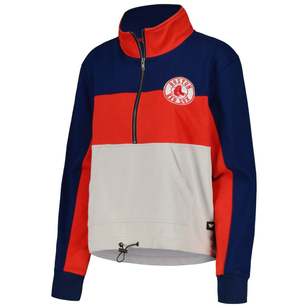 Boston Red Sox The Wild Collective Women's Color Block Half-Zip Jacket - Navy/Red