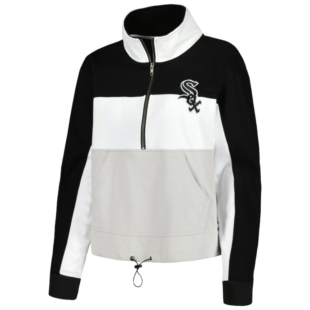 Chicago White Sox The Wild Collective Women's Color Block Half-Zip Jacket - Black/White