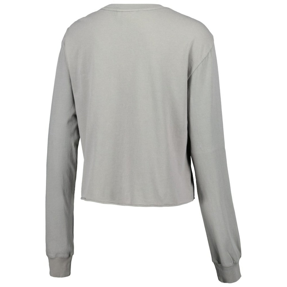 Atlanta Braves The Wild Collective Women's Cropped Long Sleeve T-Shirt - Gray