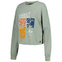 Houston Astros The Wild Collective Women's Cropped Long Sleeve T-Shirt - Gray