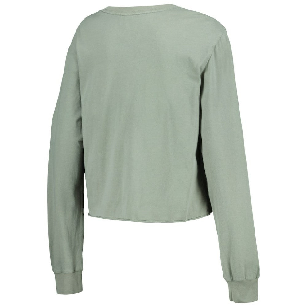 Houston Astros The Wild Collective Women's Cropped Long Sleeve T-Shirt - Gray