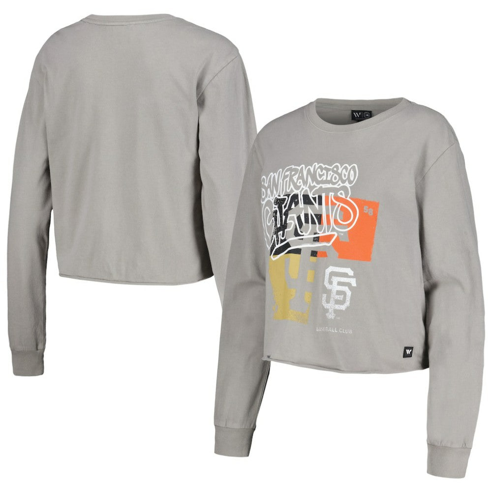 San Francisco Giants The Wild Collective Women's Cropped Long Sleeve T-Shirt - Gray