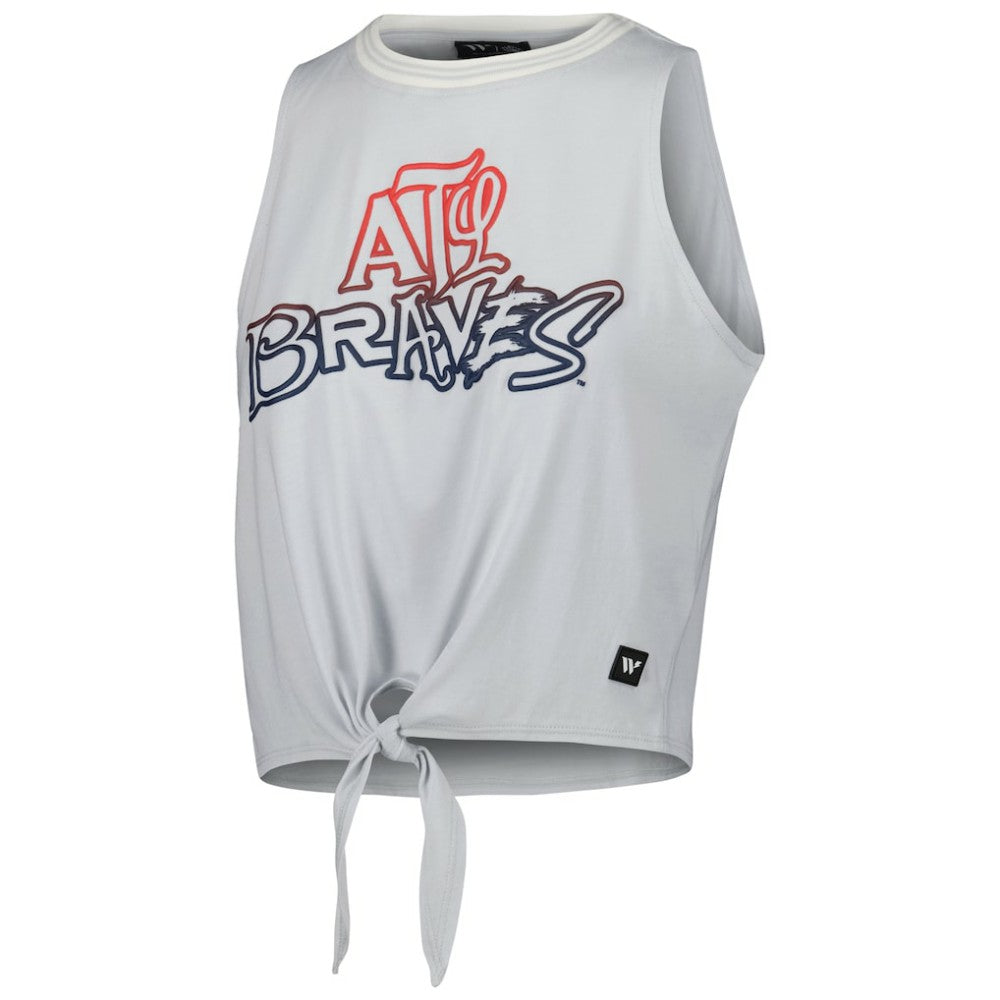Atlanta Braves The Wild Collective Women's Twisted Tie Front Tank Top - White