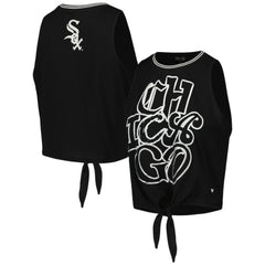 Chicago White Sox The Wild Collective Women's Twisted Tie Front Tank Top - Black