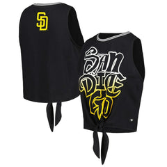 San Diego Padres The Wild Collective Women's Twisted Tie Front Tank Top - Black