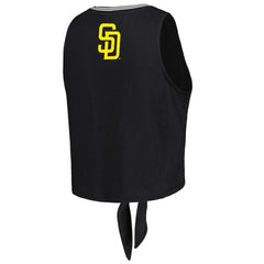 San Diego Padres The Wild Collective Women's Twisted Tie Front Tank Top - Black