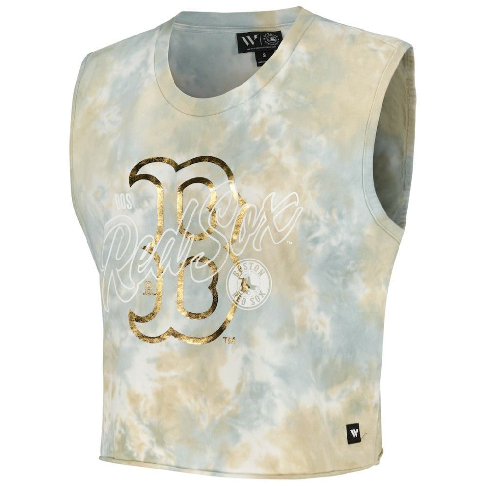 Boston Red Sox The Wild Collective Women's Washed Muscle Tank Top - White