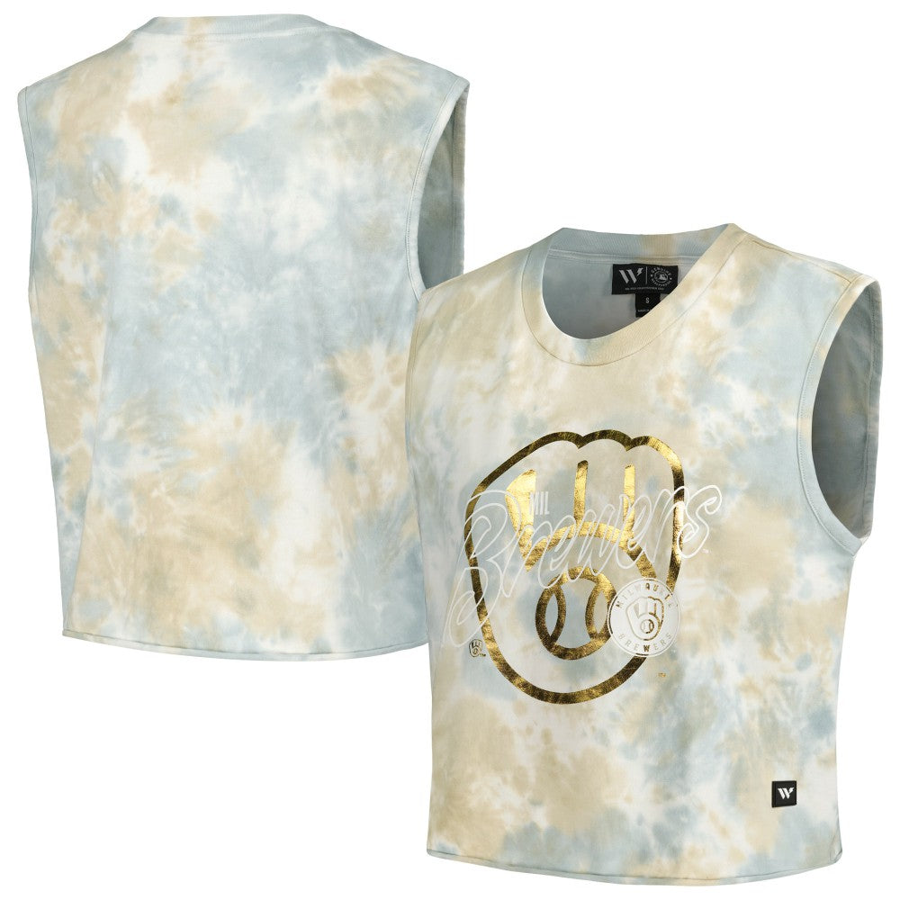 Milwaukee Brewers The Wild Collective Women's Washed Muscle Tank Top - White