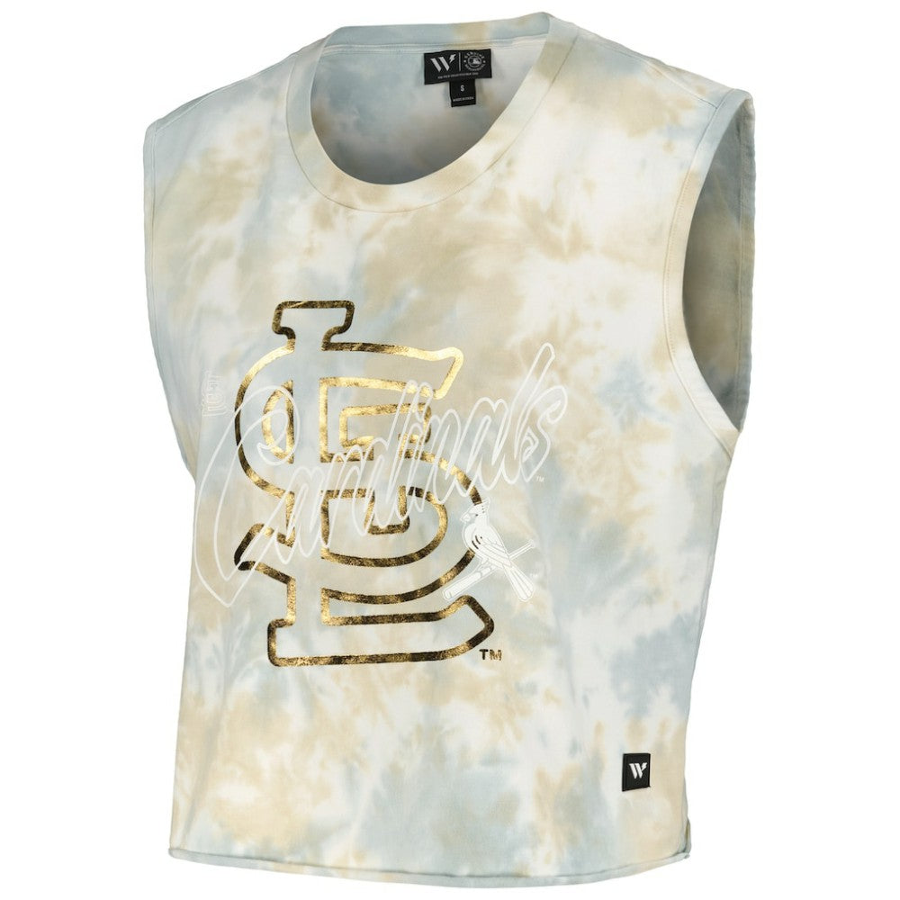 St. Louis Cardinals The Wild Collective Women's Washed Muscle Tank Top - White
