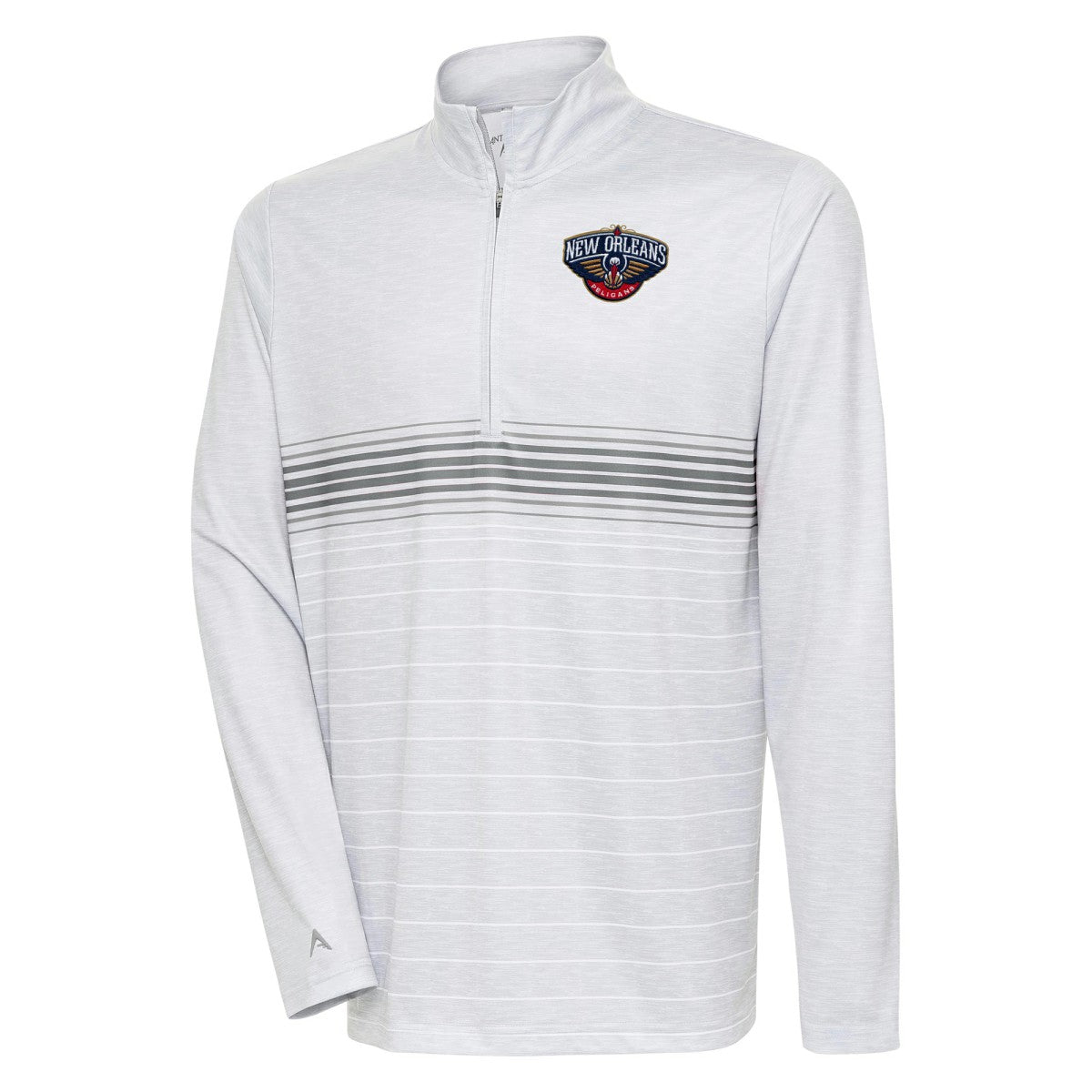 New Orleans Pelicans Antigua Bullseye Quarter-Zip Pullover Top - Heather Gray/Steel shop