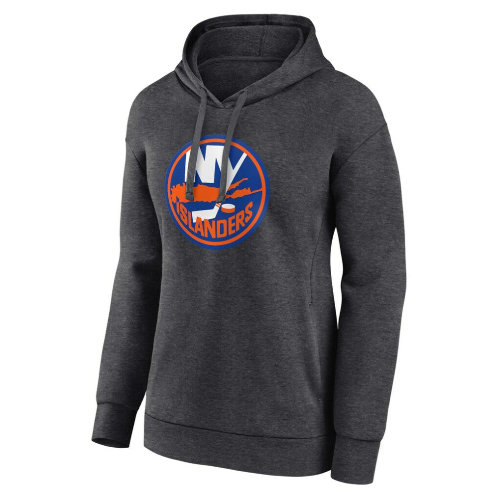 New York Islanders Women's Primary Logo Pullover Hoodie Charcoal