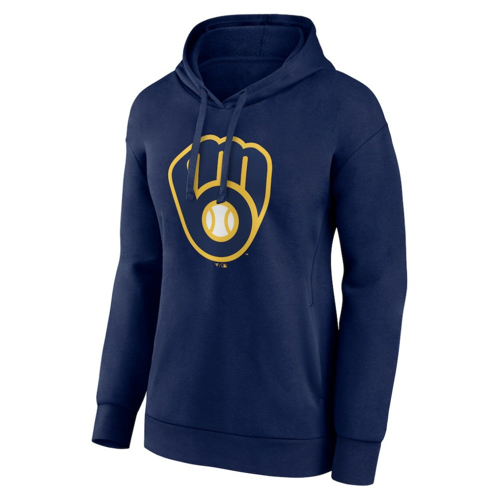 Milwaukee Brewers Women's Core Logo Pullover Hoodie - Navy