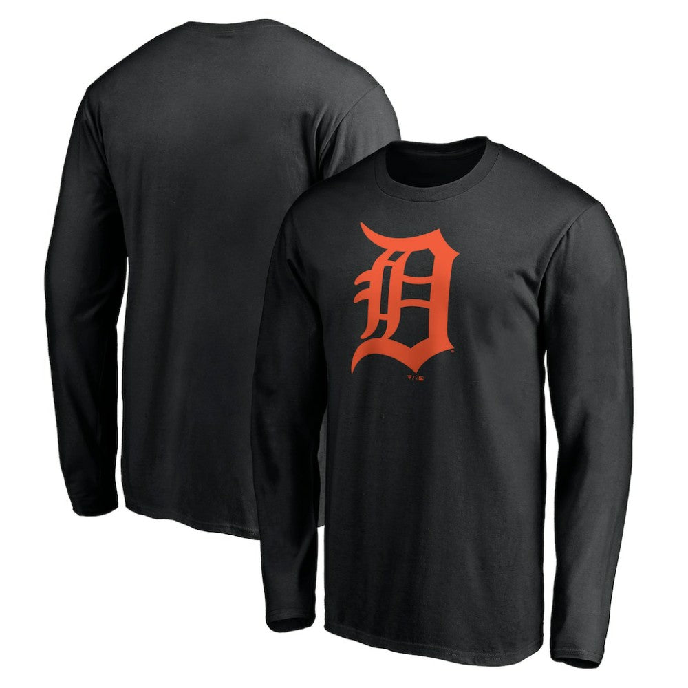 Detroit Tigers Official Team Logo Long Sleeve T-Shirt - Black