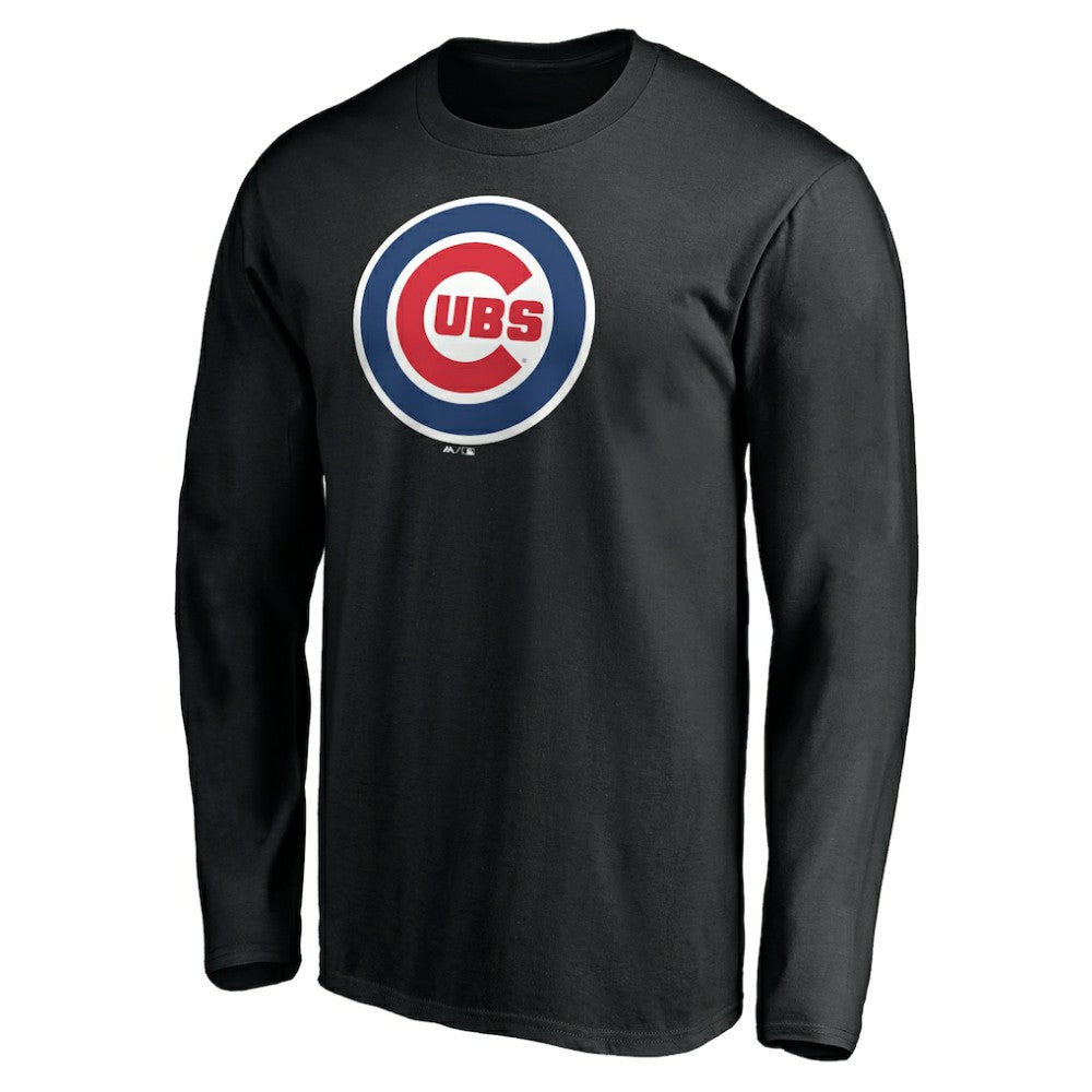 Chicago Cubs Official Team Logo Long Sleeve T-Shirt - Black